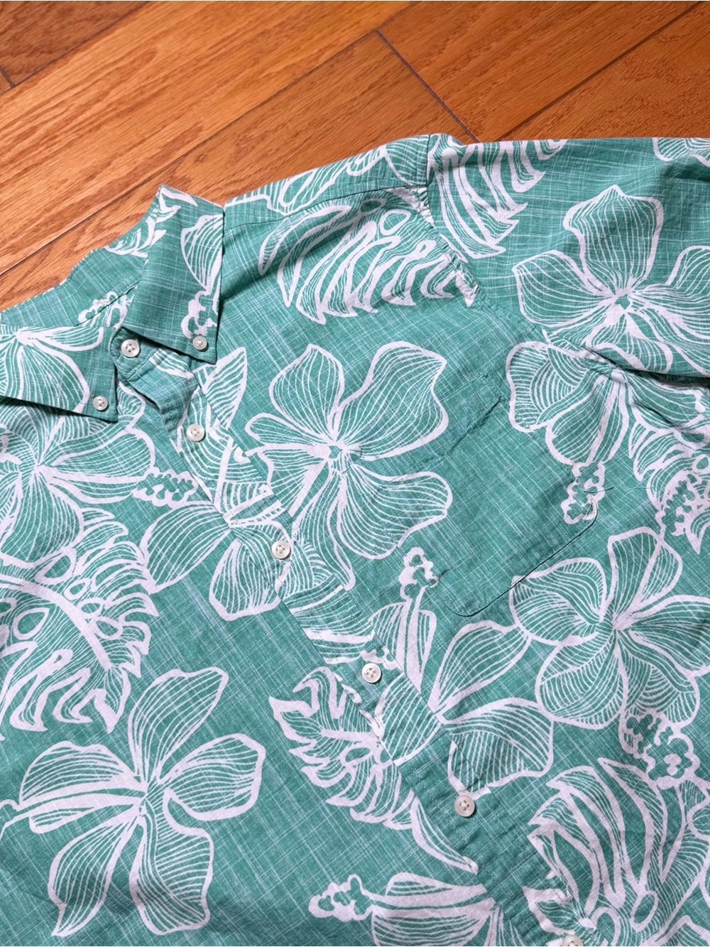 reyn spooner Teal and White Floral Button-Down Shirt